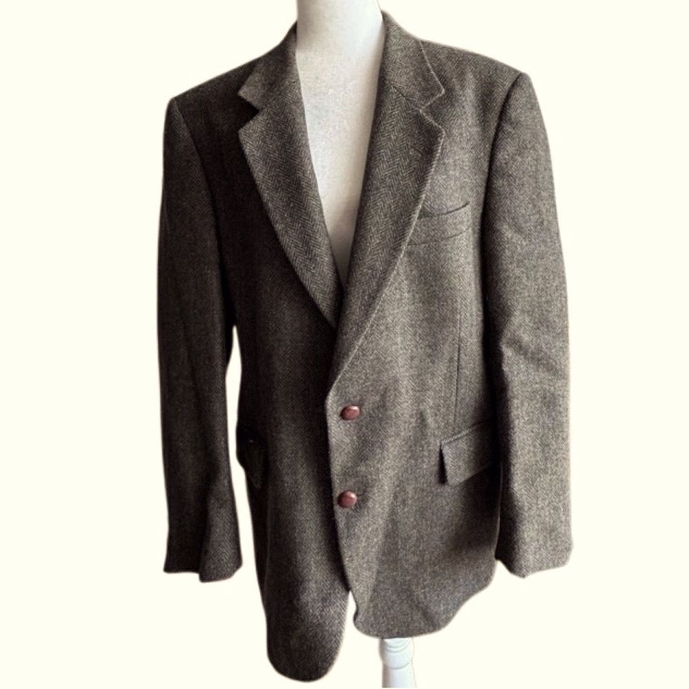 Alexander Shields Men’s Blazer Tweed 100% Pure Wool Brown Jacket SZ 41 R